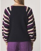 Pull en Laine mélangée Raglan Apolline bleu marine/violet