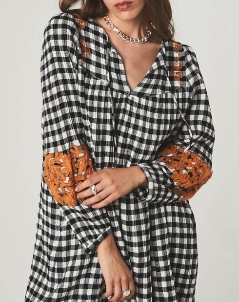 Robe Courte Ambre à carreaux noire