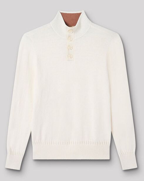 Pull en Coton & Cachemire Patte blanc neige