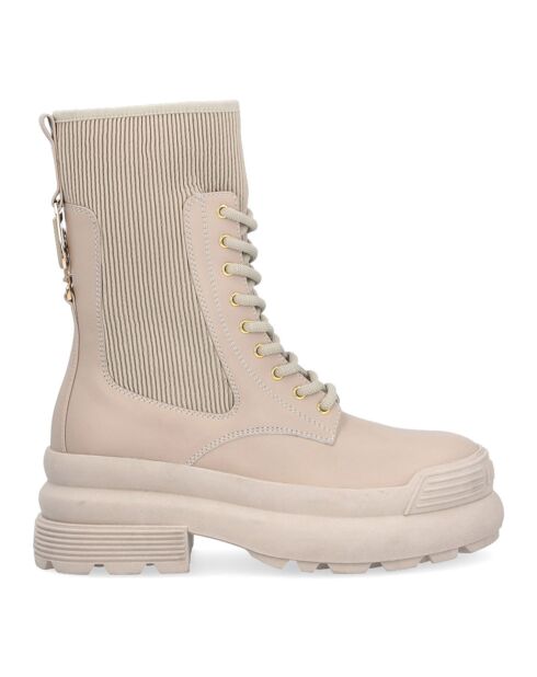 Boots en Cuir Ombra beiges