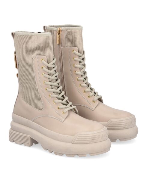Boots en Cuir Ombra beiges