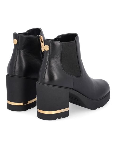 Glorius Stiefeletten aus Leder, 7 cm Absatz, Schwarz