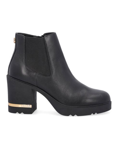 Glorius Stiefeletten aus Leder, 7 cm Absatz, Schwarz
