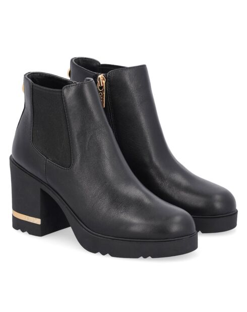Glorius Stiefeletten aus Leder, 7 cm Absatz, Schwarz