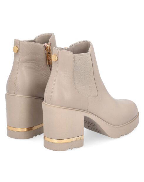 Bottines en Cuir Glorius beiges - Talon 7 cm