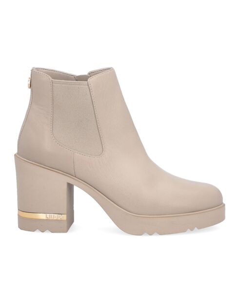 Bottines en Cuir Glorius beiges - Talon 7 cm