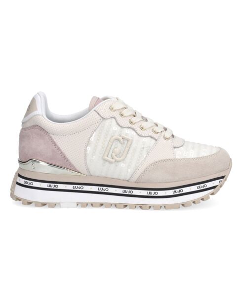 Sneakers en Cuir Riga beige/écru