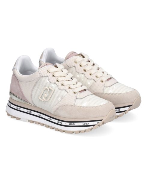 Sneakers en Cuir Riga beige/écru