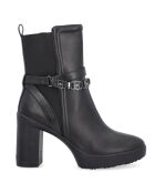 Schwarze Meryl Leder-Stiefeletten - 9 cm Absatz
