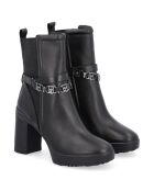 Schwarze Meryl Leder-Stiefeletten - 9 cm Absatz