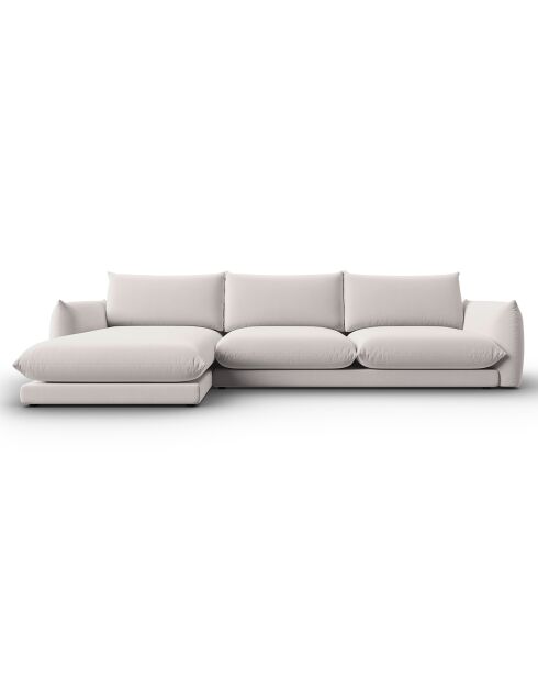 Canapé d'angle Gauche Velours Naima 4 Places gris clair - 316x166x85 cm