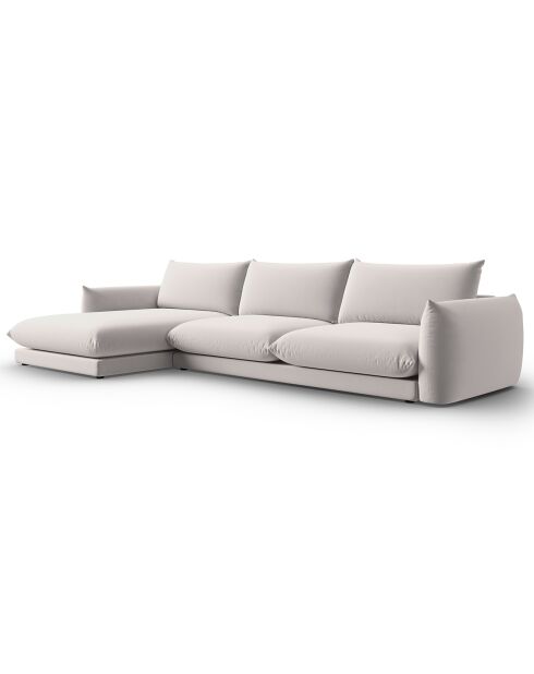 Canapé d'angle Gauche Velours Naima 4 Places gris clair - 316x166x85 cm