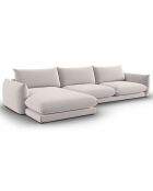 Canapé d'angle Gauche Velours Naima 4 Places gris clair - 316x166x85 cm