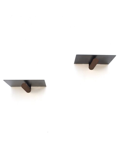 2 Etagères murale en métal WR042 brun/noir - 21x6x15 cm