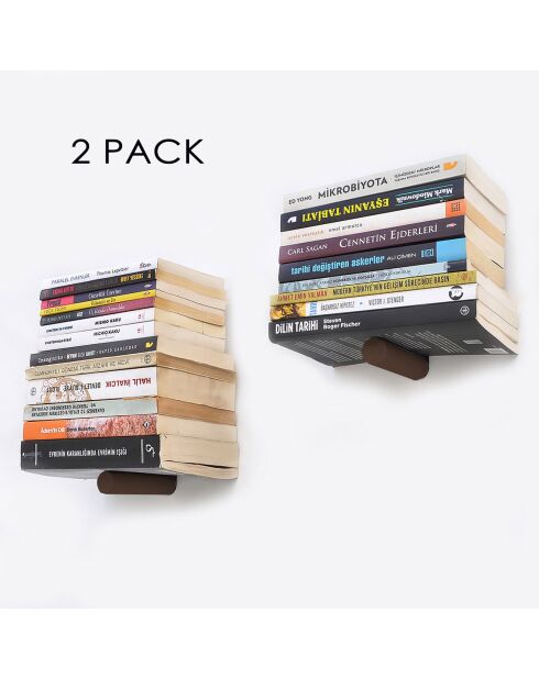 2 Etagères murale en métal WR042 brun/noir - 21x6x15 cm