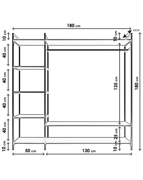 Dressing Pamir noir -  85x180x35 cm