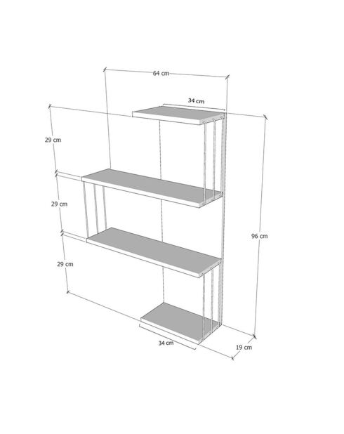 Etagère murale Cambel blanc/anthracite -  64x96x19 cm