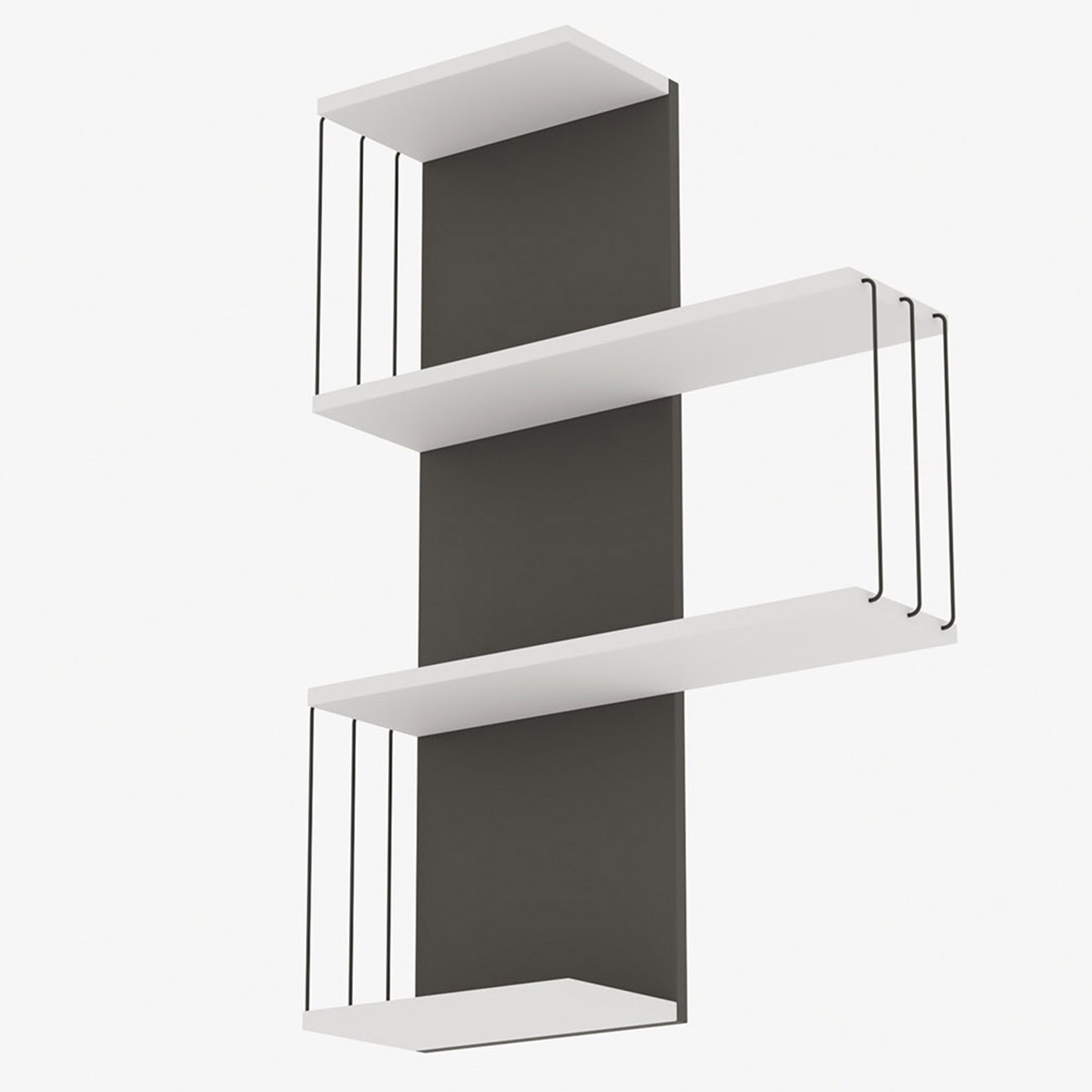 Etagère murale Cambel blanc/anthracite -  64x96x19 cm