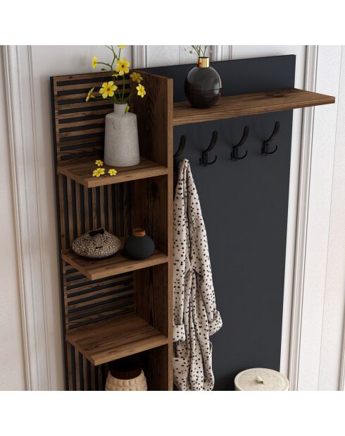 Meuble d'entrée Viyana noyer/anthracite -  90x200x35 cm