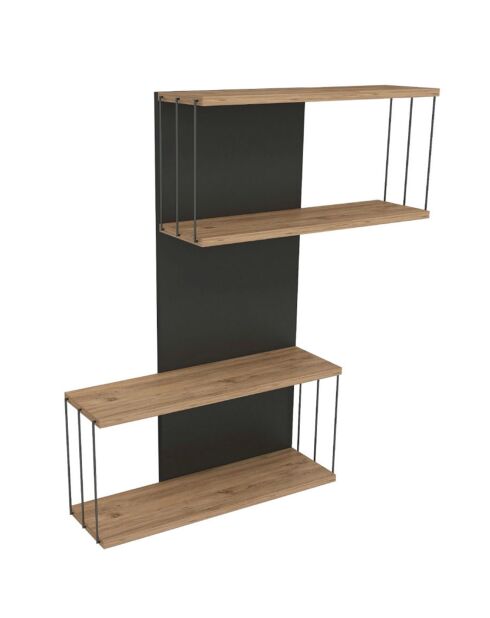 Étagère murale Destan anthracite/chêne -  65x96x19 cm