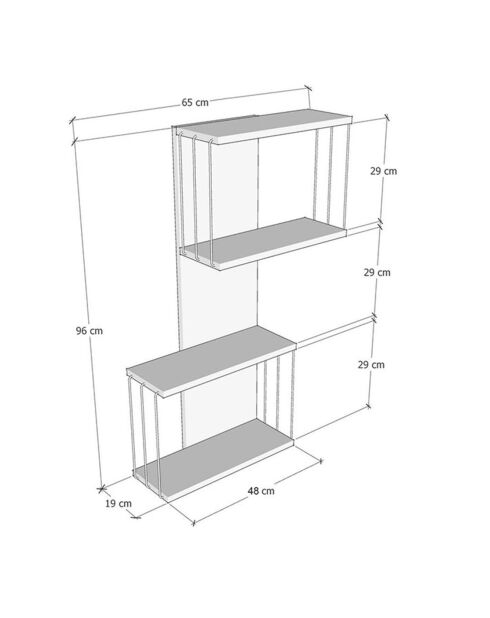 Étagère murale Destan anthracite/chêne -  65x96x19 cm