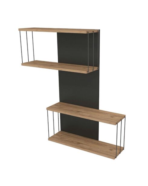 Étagère murale Destan anthracite/chêne -  65x96x19 cm