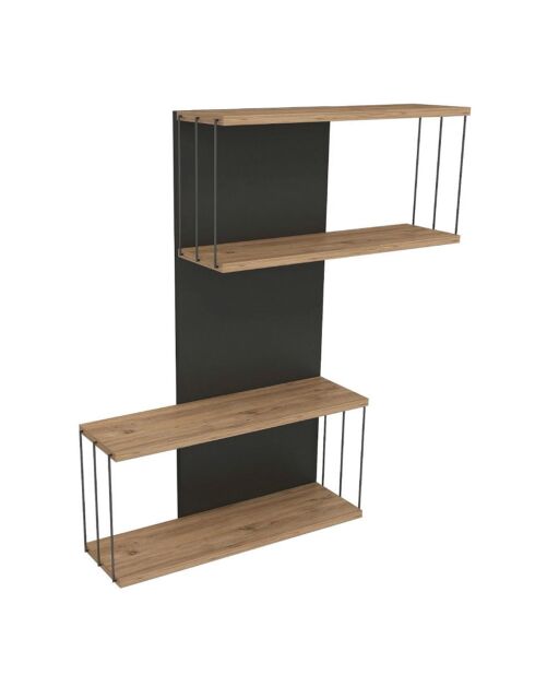 Étagère murale Destan anthracite/chêne -  65x96x19 cm