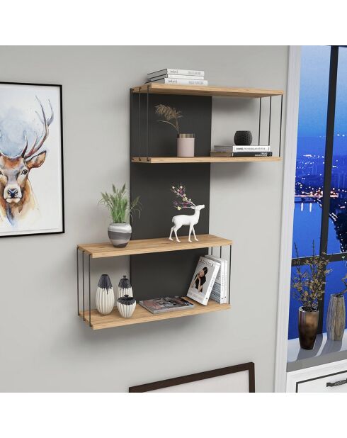 Destan Wandregal anthrazit/Eiche - 65x96x19 cm
