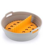 Panier en Silicone Pliable pour Friteuses à Air Fliynner gris orange