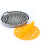 Panier en Silicone Pliable pour Friteuses à Air Fliynner gris orange