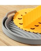 Panier en Silicone Pliable pour Friteuses à Air Fliynner gris orange