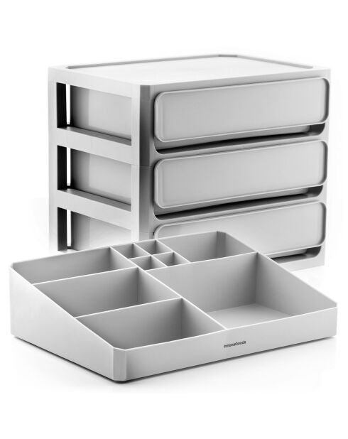 Organisateur de maquillage gris - 26x29x19.5 cm