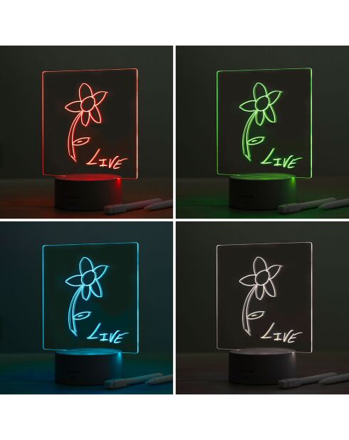 Tableau de Notes et Messages LED gris  - 15x19x9.5 cm