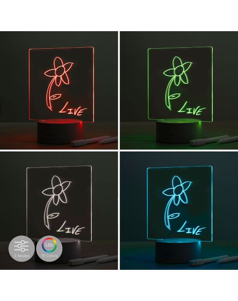 Tableau de Notes et Messages LED gris  - 15x19x9.5 cm