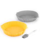 2 Paniers en Silicone avec Pinceau pour Friteuses à Air Mollicon gris/orange