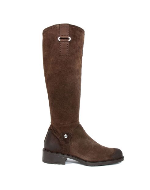Bottes en Velours de Cuir Pénélope marron