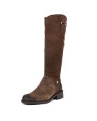 Bottes en Velours de Cuir Pénélope marron