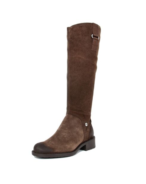 Bottes en Velours de Cuir Pénélope marron