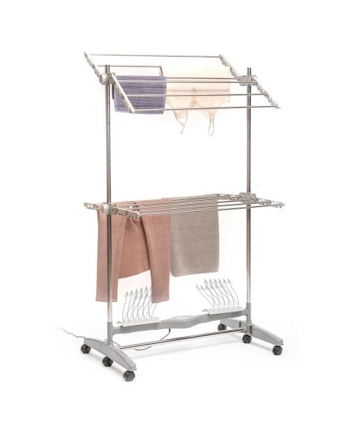 Étendoir à Linge Électrique Pliable avec Flux d'Air Naturel gris - 87x143.5x64.5 cm