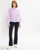 Blouse 100% Coton Bio broderies violet clair