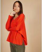 Pull poncho 100% Cachemire Emma col V marmelade