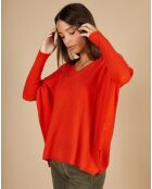 Pull poncho 100% Cachemire Emma col V marmelade