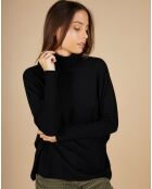 Pull poncho 100% Cachemire Lola col roulé noir