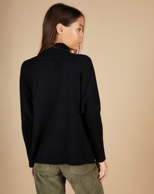 Pull poncho 100% Cachemire Lola col roulé noir