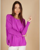 Pull poncho 100% Cachemire Alizée col rond violet fluo