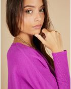 Pull poncho 100% Cachemire Alizée col rond violet fluo