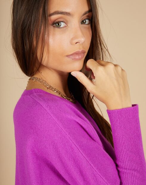 Pull poncho 100% Cachemire Alizée col rond violet fluo