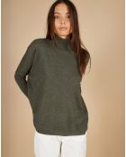 Pull poncho 100% Cachemire Lola col roulé kaki grisé