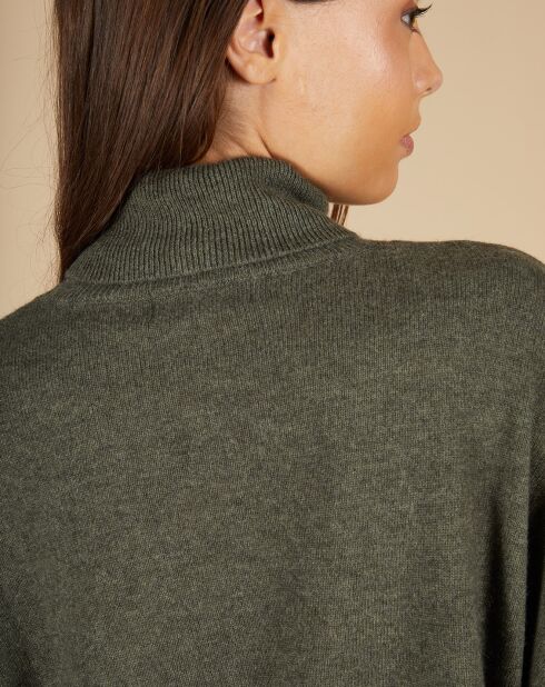 Pull poncho 100% Cachemire Lola col roulé kaki grisé