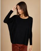 Pull poncho 100% Cachemire Alizée col rond noir